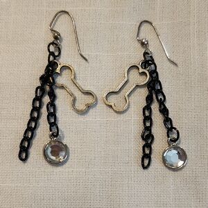 Silver and Black Chain Earrings